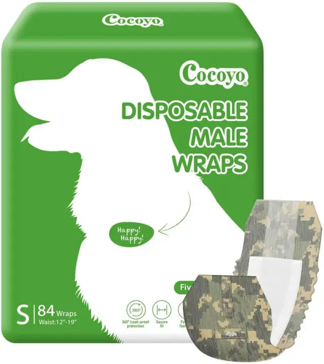 Disposable Male Dog Wraps — Small (84 Count), Super Absorbent & Breathable